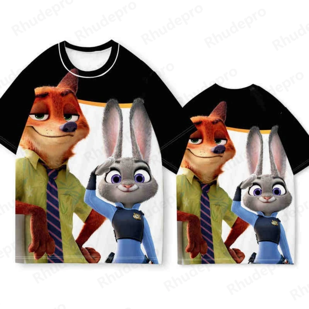 ديزني الصيف الرجال النساء متعة Zootopia تي شيرت الكرتون ثلاثية الأبعاد مطبوعة بلايز تيز الذكور موضة ملابس قصيرة الأكمام ملابس الشارع الشهير غير رسمية