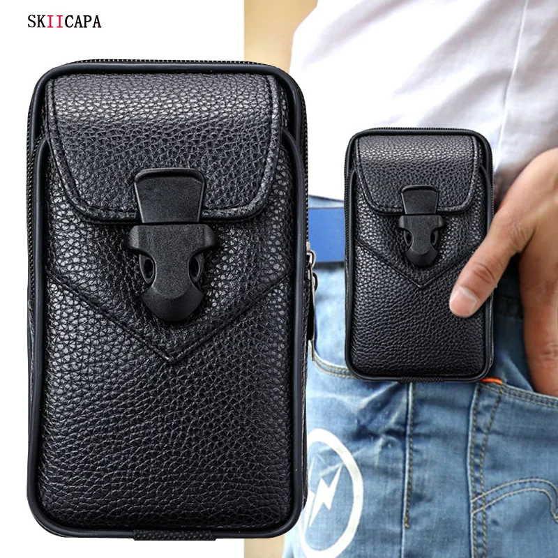 Pouch Phone Bag Waist Belt Clip Cover for xiaomi POCO X3 NFC 10T Pro 5G Leather Case Universal Holster for Redmi Note 9 Pro max