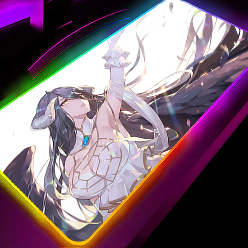 RGB светодиодный коврик для мыши HD резиновый коврик для мыши компьютерные игровые аксессуары коврик для клавиатуры офисный декор стол O-overlord Albedo коврик для мыши
