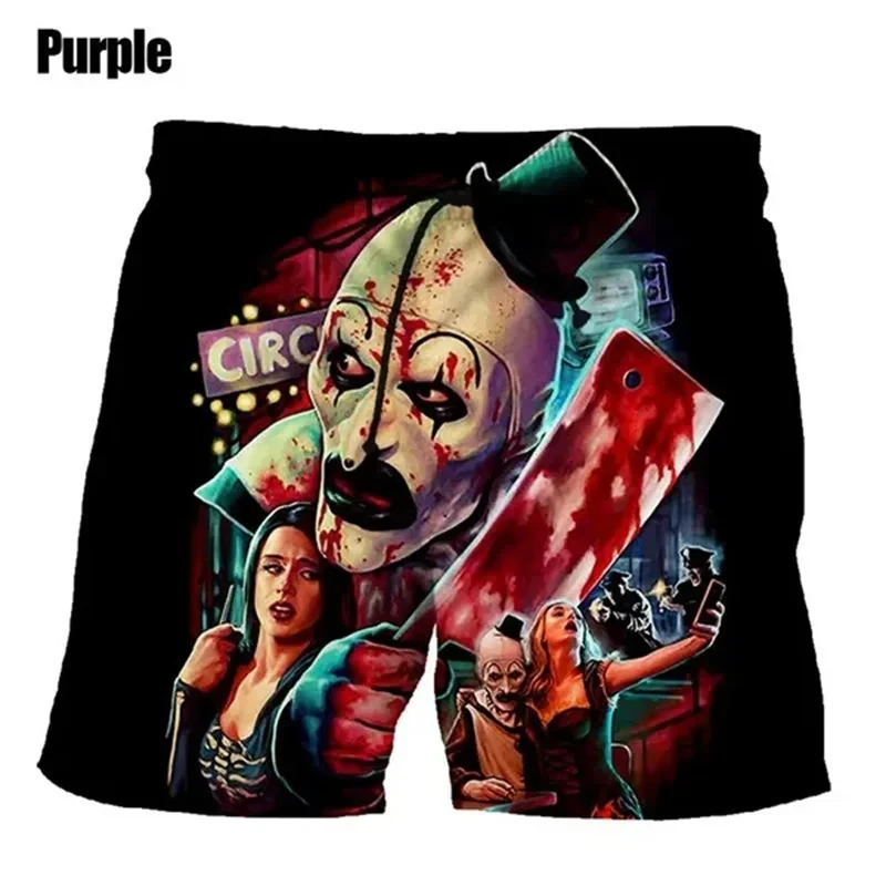 3D Printed Horror Movie Terrifier 2 Shorts Men Gothic Board Shorts Swimsuit Homme Bermudas Surf Swim Trunks Cool Kids Ice Shorts