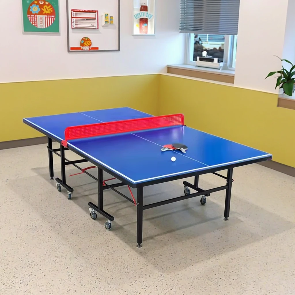 

Factory Direct Table Tennis Table Foldable and Movable Wheels Durable Iron Ball Net Advanced Ping Pong Table