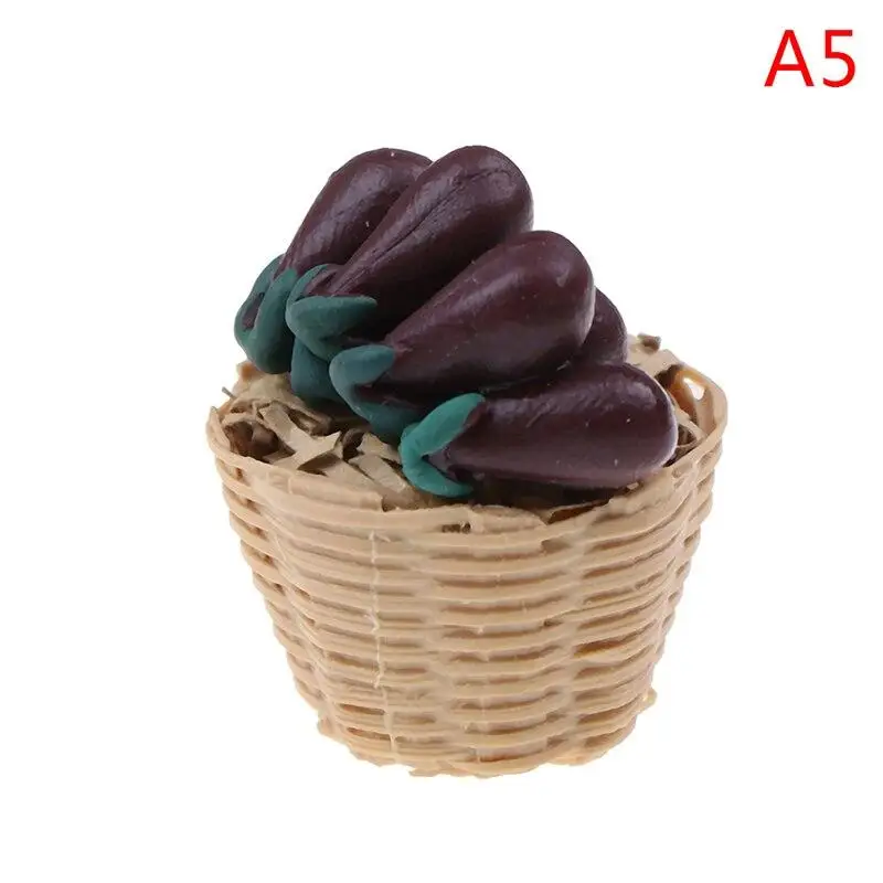 1:12 Mini Simulation Artificial Fruits and Vegetables Doll House Vegetable Bamboo Basket Miniature Accessories for Children - Image 6