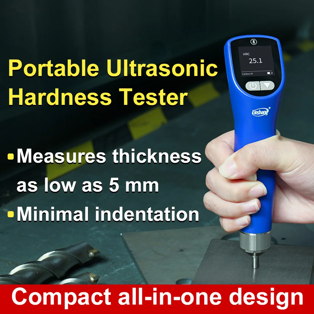 Linshang LS256 Portable UCI Ultrasonic Hardness Tester with Dual Probes 20N Metal Hardness Meter HV HRC HRB HRA HB Bluetooth