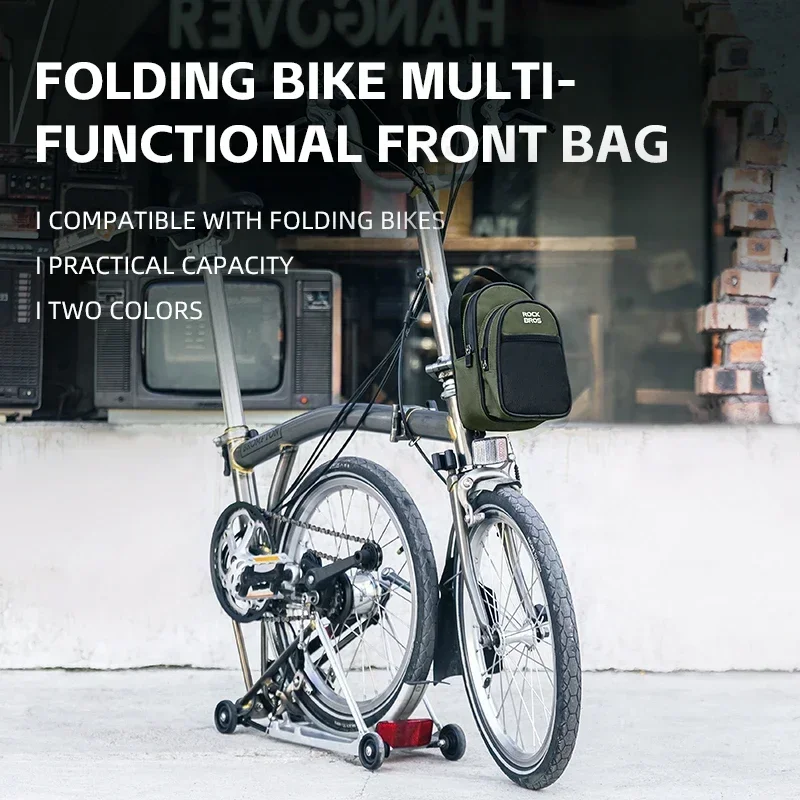 ROCKBROS Shoulder Bag Multi-functional 1.8L Front Bag PVC Mesh Fabric Front Bag Portable For Folding Bike Accessories