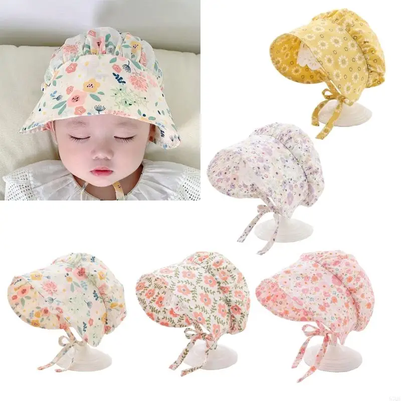 57QE chapeaux princesse pour bébés filles, Bonnet printemps réglable à imprimé Floral pour tout-petits