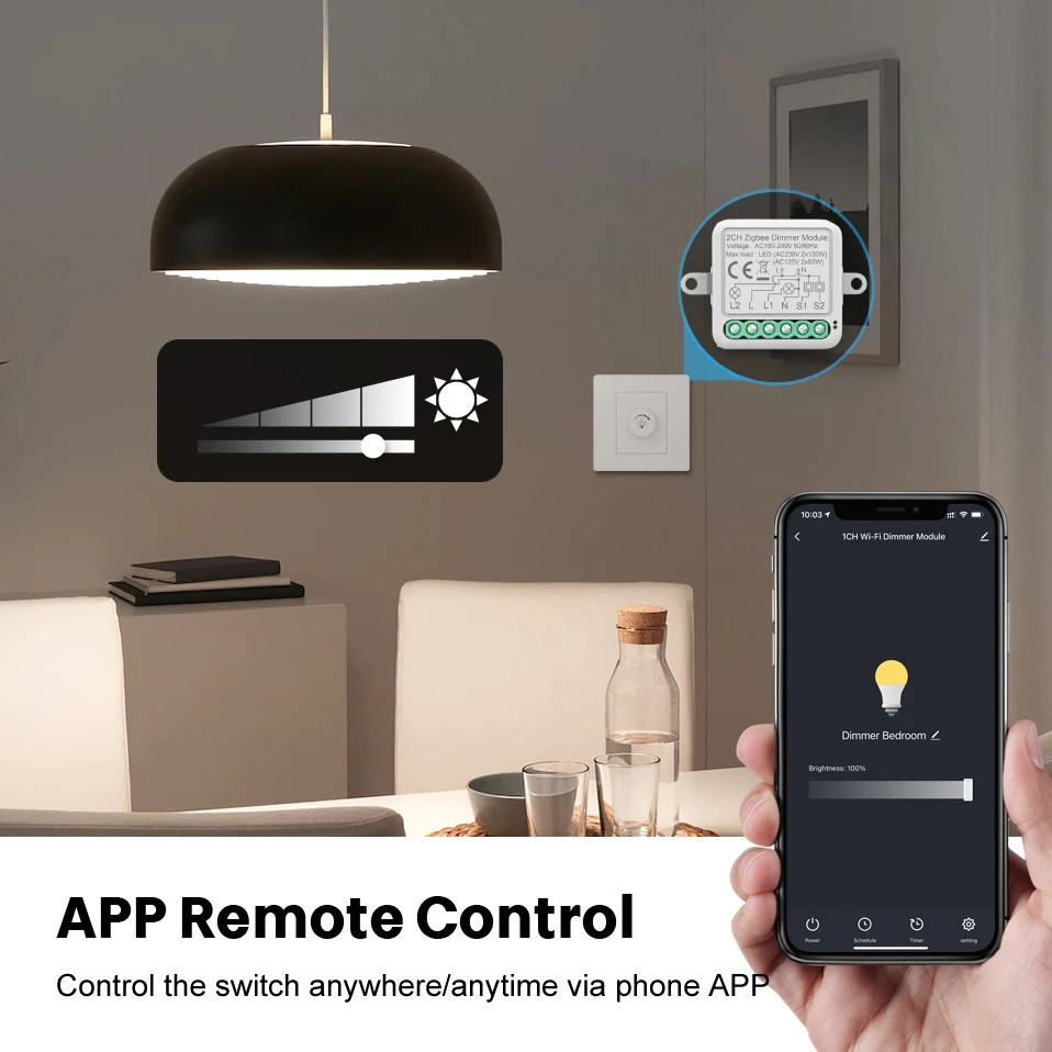 Tuya Zigbee Dimmer 1/2 Gang LED Smart Dimmer modulo interruttore supporta controllo a 2 vie interruttore dimmerabile lavoro vocale con Alexa Google