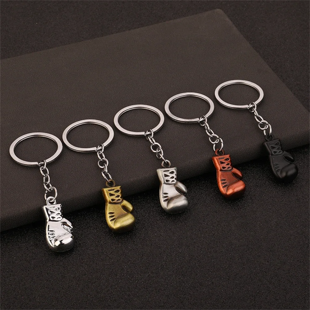 Creative Mini Creative 3D Metal Boxing Gloves Keychain Cute Gym Keyring  Pendant Shock Key Holder Car Key Ring for Boy Men Gift