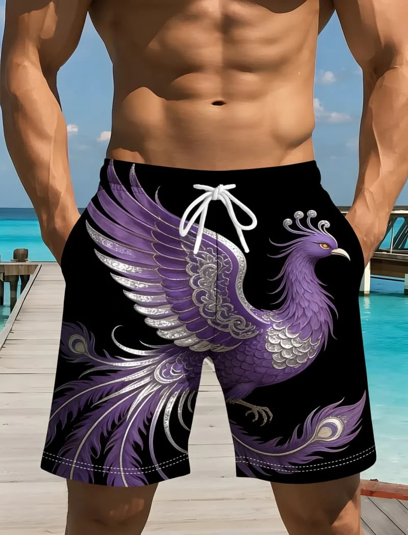 

Мужские модные повседневные шорты с ярким принтом мифических животных — летняя стильная уличная одежда для отпуска и повседневных образов