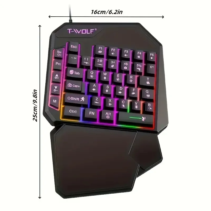 

2 in1 Gaming Keyboard and Mouse Combo, RGB Backlit 40Key Wired Keypad with Ergonomic Wrist Rest Portable for PC/PS4/Xbox Gamer