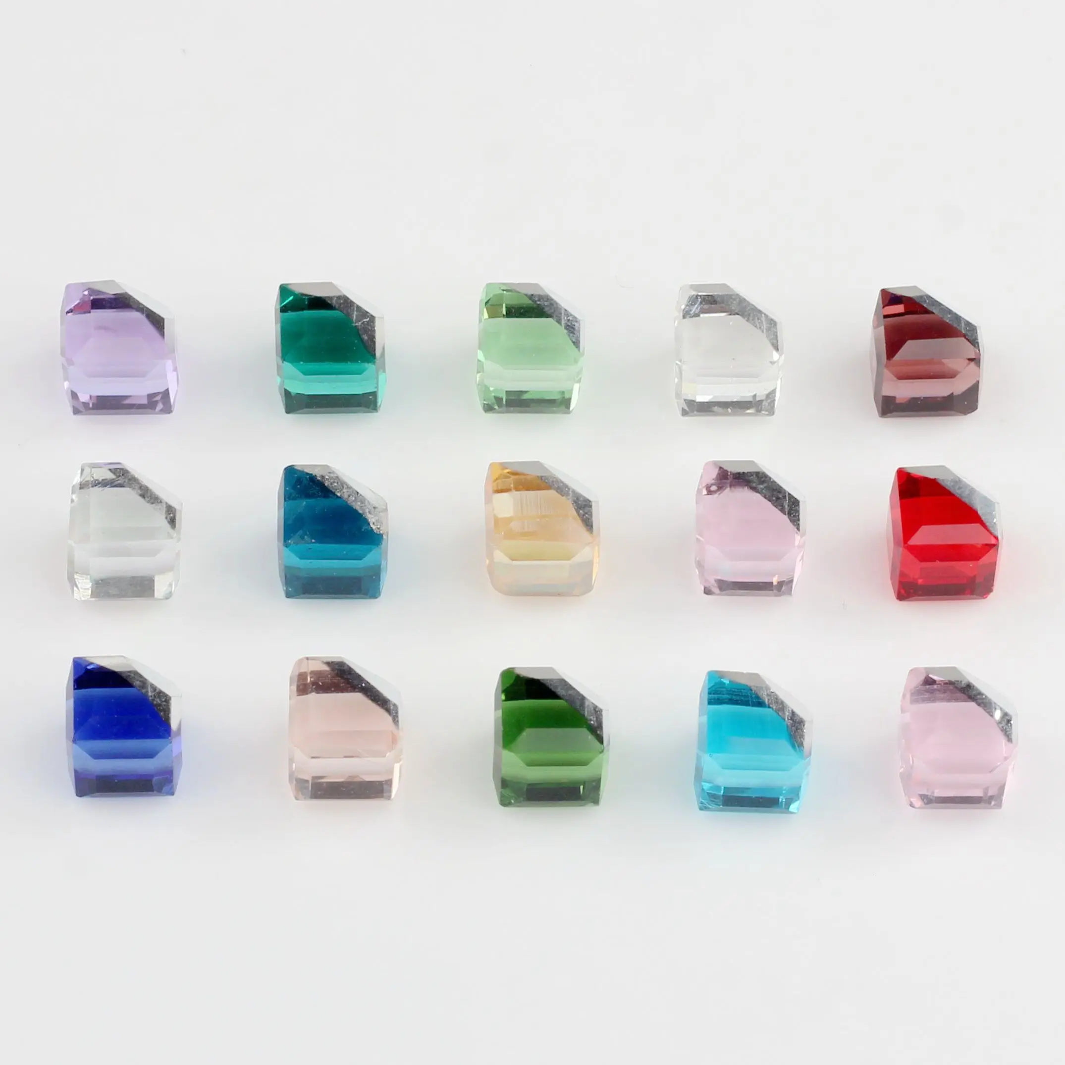 8mm Glass Beads Chamfer Square Shape No Hole Crystal Loose Beads 10pcs/lot For DIY Necklace Jewelry Making Finding Accessories