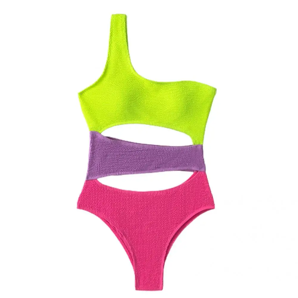 Lady Swimsuit Bodycon Holes Breathable Bright Colors Summer Bathing Suit   Women Swimwear  Water Sports Clothes