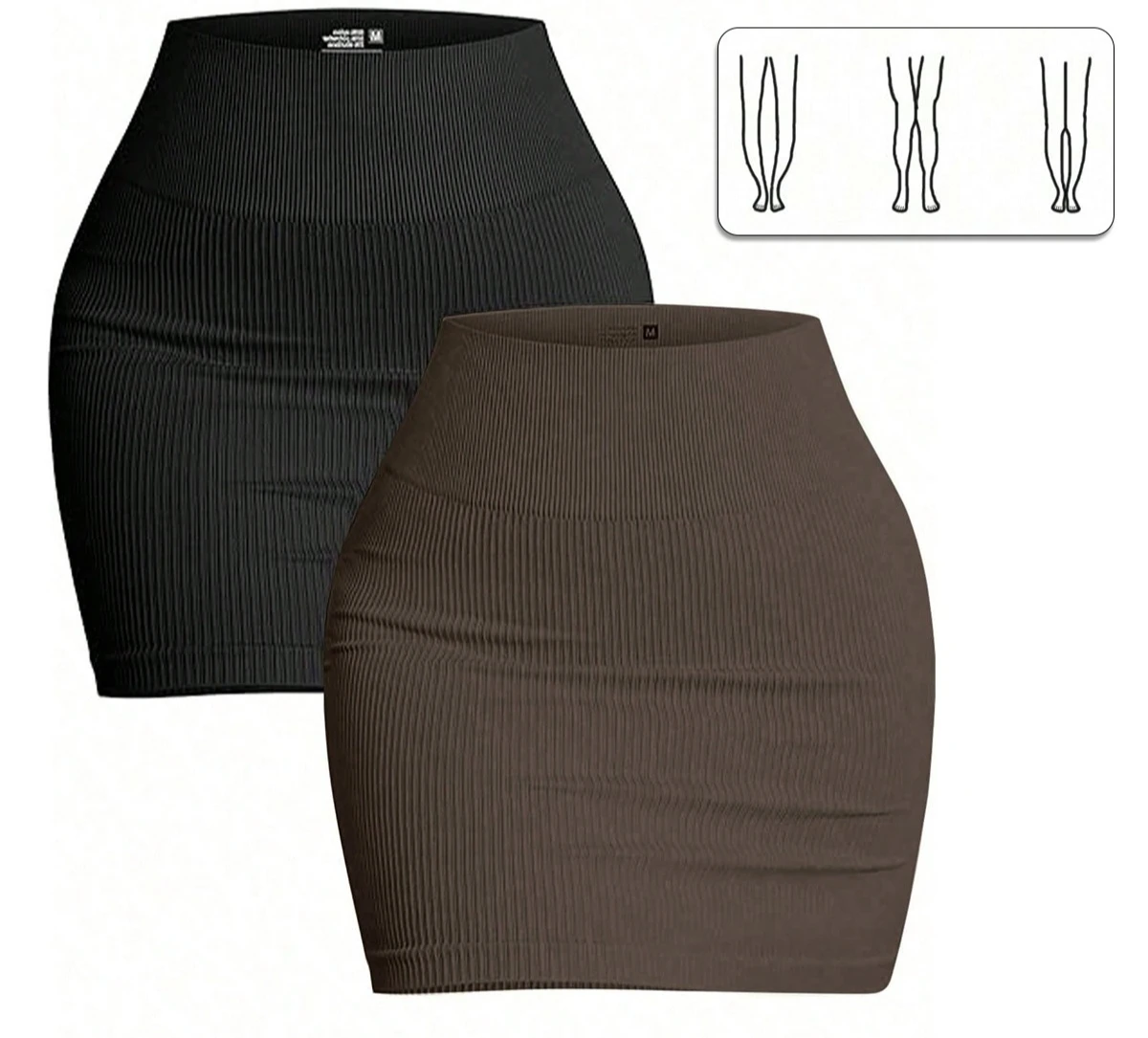 Damen Nahtloser Einfarbiger Hüftwickelrock Bauchkontrolle Anti-Scheuer Yoga-Rock Figurformend Lässiger Po-Lift Mode Minirock – Detail 2