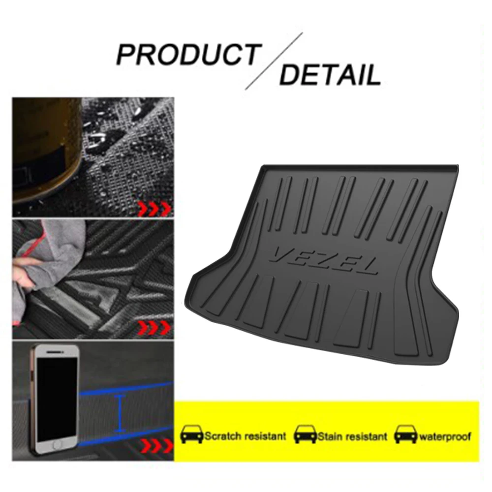 Trunk Mat For HONDA Venzel 2015-2022 TPE Custom Cargo Liner Trunk Mat Laser Measured Floor Pad Rubber All-Season Protection