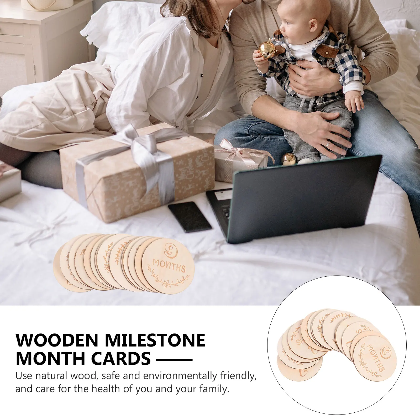 

14pcs Baby Month Cards Wooden Monthly Milestone Photography Props Decor Birth Announcement Newborn Gifts Safe Environmental