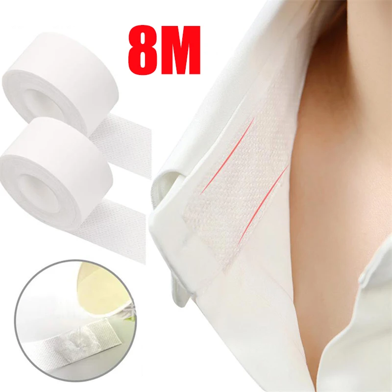 2.5 cm * 8 m Dischetti antisudore autoadesivi usa e getta T-shirt Colletto Cappello Anti-sudore Pad T-shirt Collo Collare Cappello Adesivo assorbente