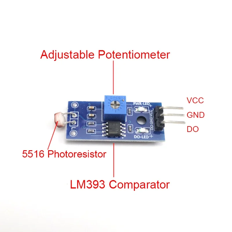 1/3/10Pcs 5516 Photoresistor Sensor Module with LM393, Digital Light Switch Output for Arduino ESP32 DIY Projects