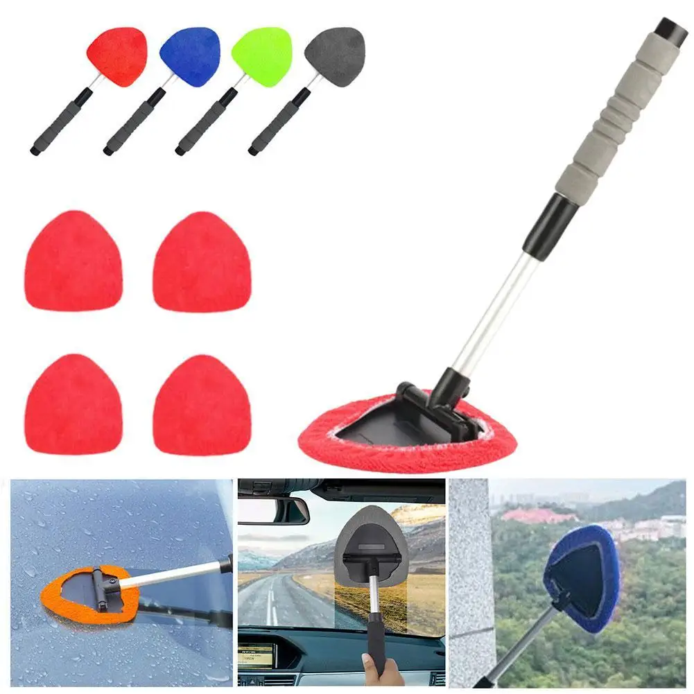 

Car Windshield Window Cleaner Microfiber Car Window Defogging Brush Extendable Handle With Washable Pad Car Washer Mop