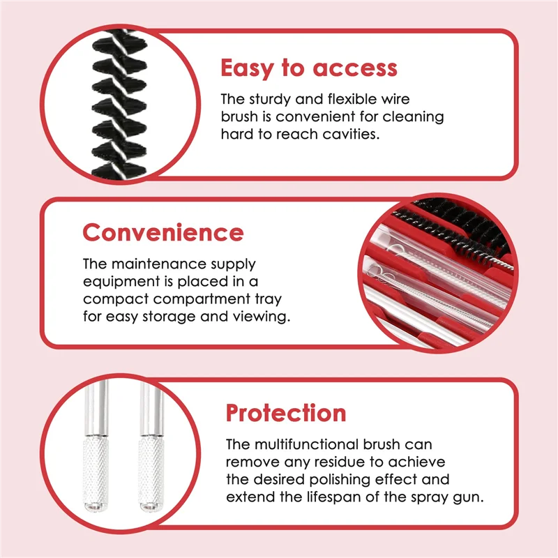 

1Set Air Brush Spray Cleaning Kit Car Paint Sprayer Cleaning Brush Pneumatic Paint Sprayer Detail Cleaning Repair Tool-AT30
