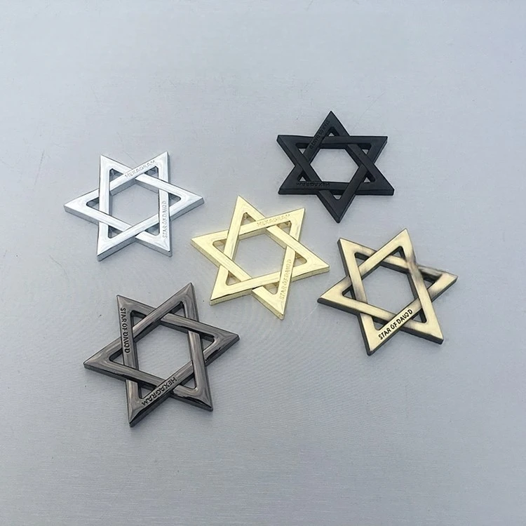 

2pcs 3D Metal Car Solomon Hexagram Star of David Logo Emblem Israel Mogen David Badge Body Window Sticker Decoration Accessories