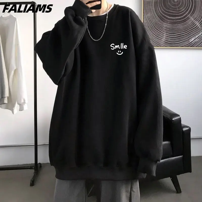

Men's Hoodie Round Neck T-shirt Long Sleeved Shirt Casual and Trendy Student Top Base Coat