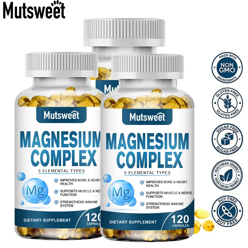 MUTSWEET suplemento de hueso de taurato de citrato malato de magnesio complejo para dormir, calambres de piernas, relajación muscular, mejora la salud del corazón