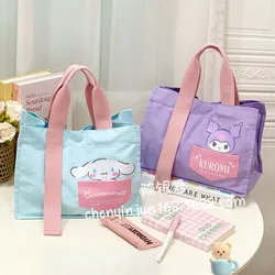 Moja melodia ręcznie płócienna torba Sanrio Cinnamoroll dziewczęca pudełko na Lunch serca dojeżdżająca torby Casual Kuromi torba na zakupy o dużej pojemności