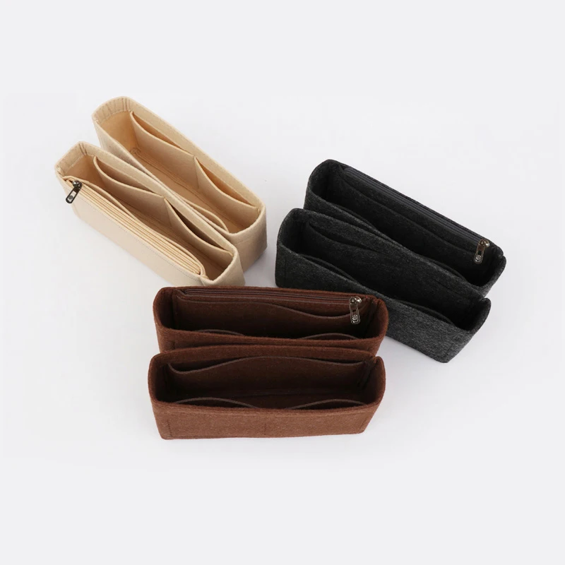 Felt Cloth Bag Lined Handbag Insert Bag Makeup Bag Multifunctional Travel Cosmetic Organizer Zipper Bag Luxury Bag Inner Pocket