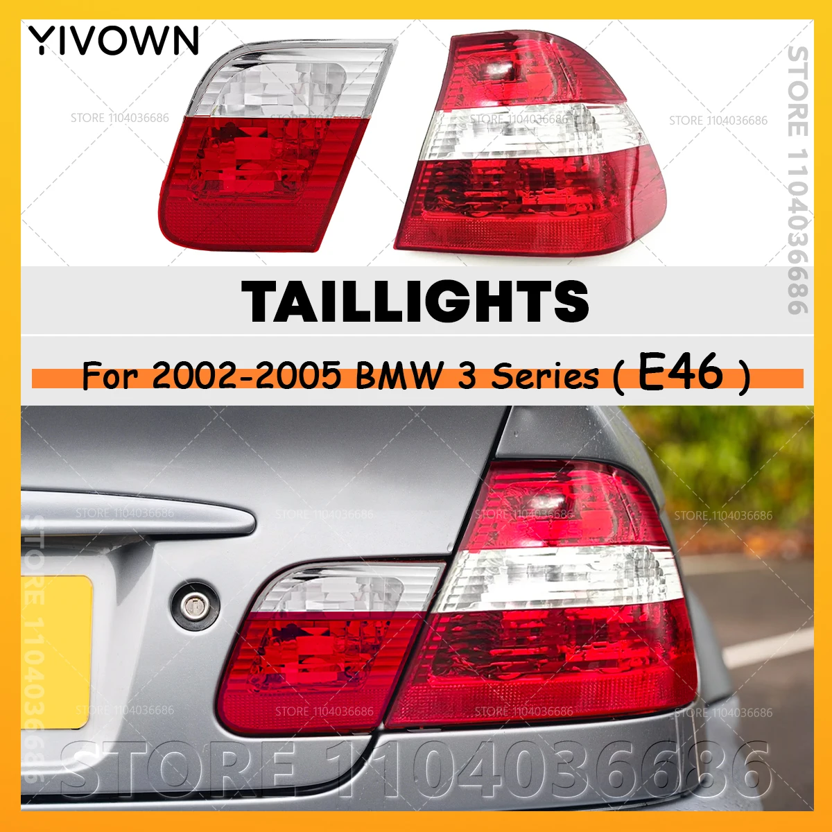 For 2002 2003 2004 2005 E46 BMW 3 Series Position Parking Brake Tail Lights Rear Combination Stop Lamp Taillights Turn Signals