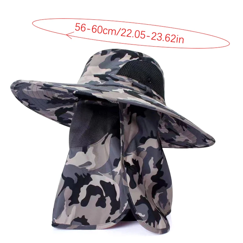 Summer Sun Hats UV Protection Outdoor Hunting Fishing Cap For Men Women Hiking Camping Visor Bucket Hat Removable Fisherman Hat