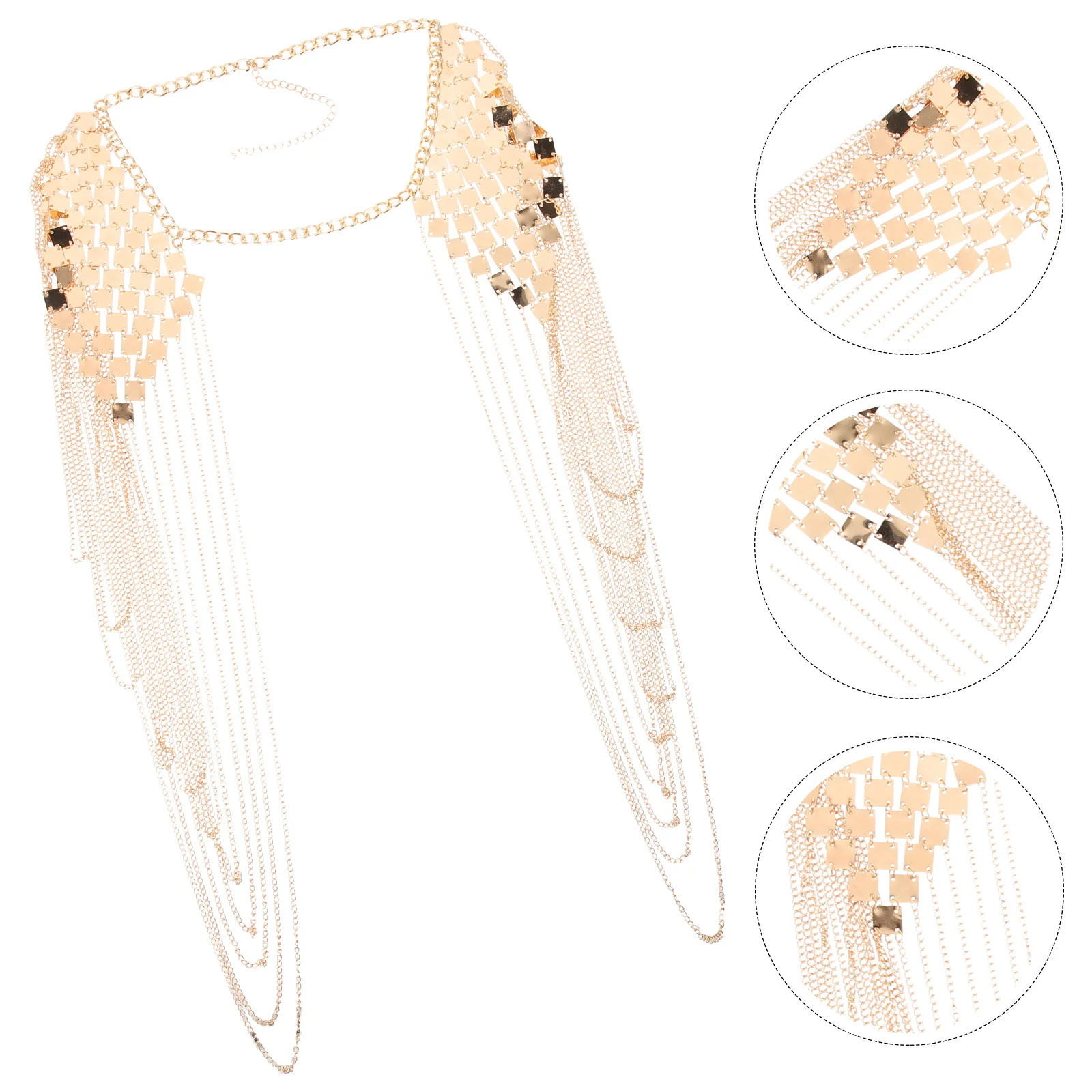 

Double Shoulder Necklace Stylish Premium Tassel Link Shoulder Chain Jewelry Golden Women Body Accessory Party Club