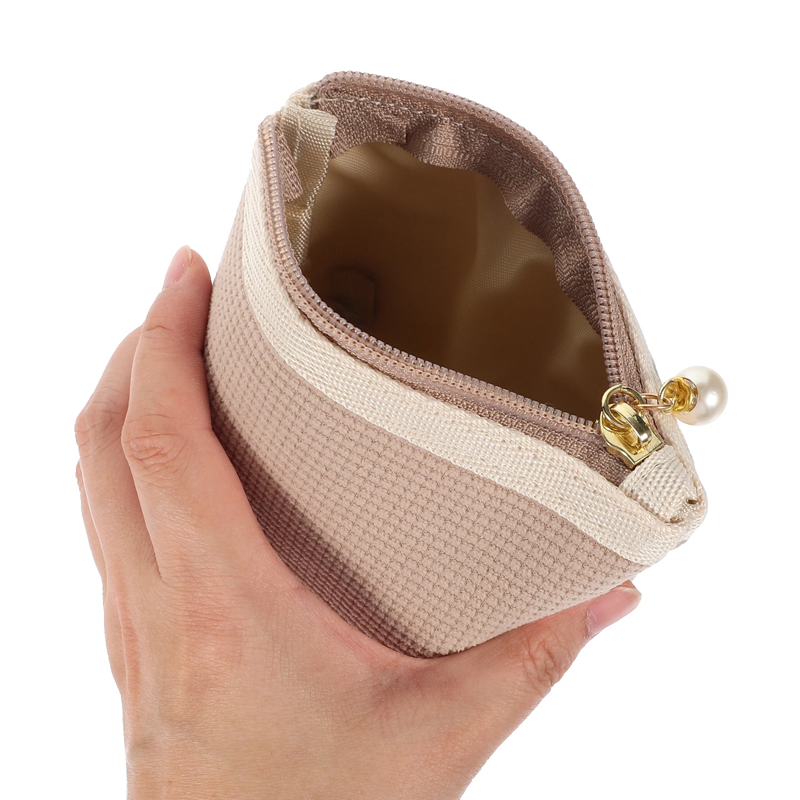 

2pcs for Women Shallow Zipper Cosmetics Khaki Travel Makeup Bag Portable Travel Toiletry ganizer Storage Bag
