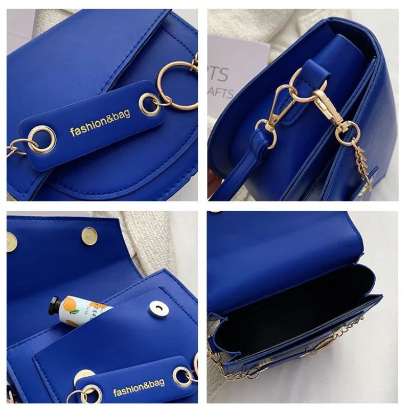 Women Saddle Purses Clutch Handbags 2023 New Messenger Bags Chain Flap Shoulder Bags Solid Color Luxury Designer Crossbody Bag