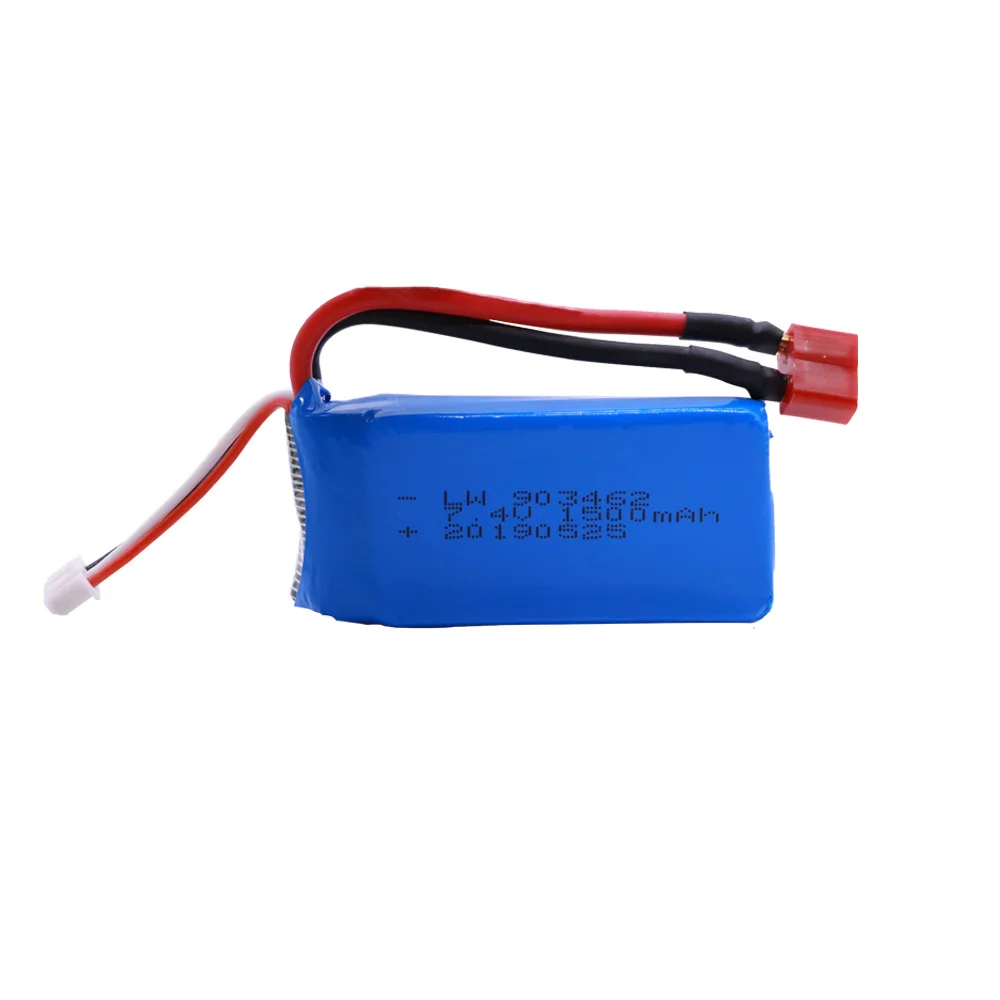 2 pz/lotto 7.4 V 1500mAh Lipo Batteria 903462 T spina Per Wltoys 12423 12428 4WD Crawler RC Auto Batteria 9125 2S Lipo 1500 mah 7.4 V