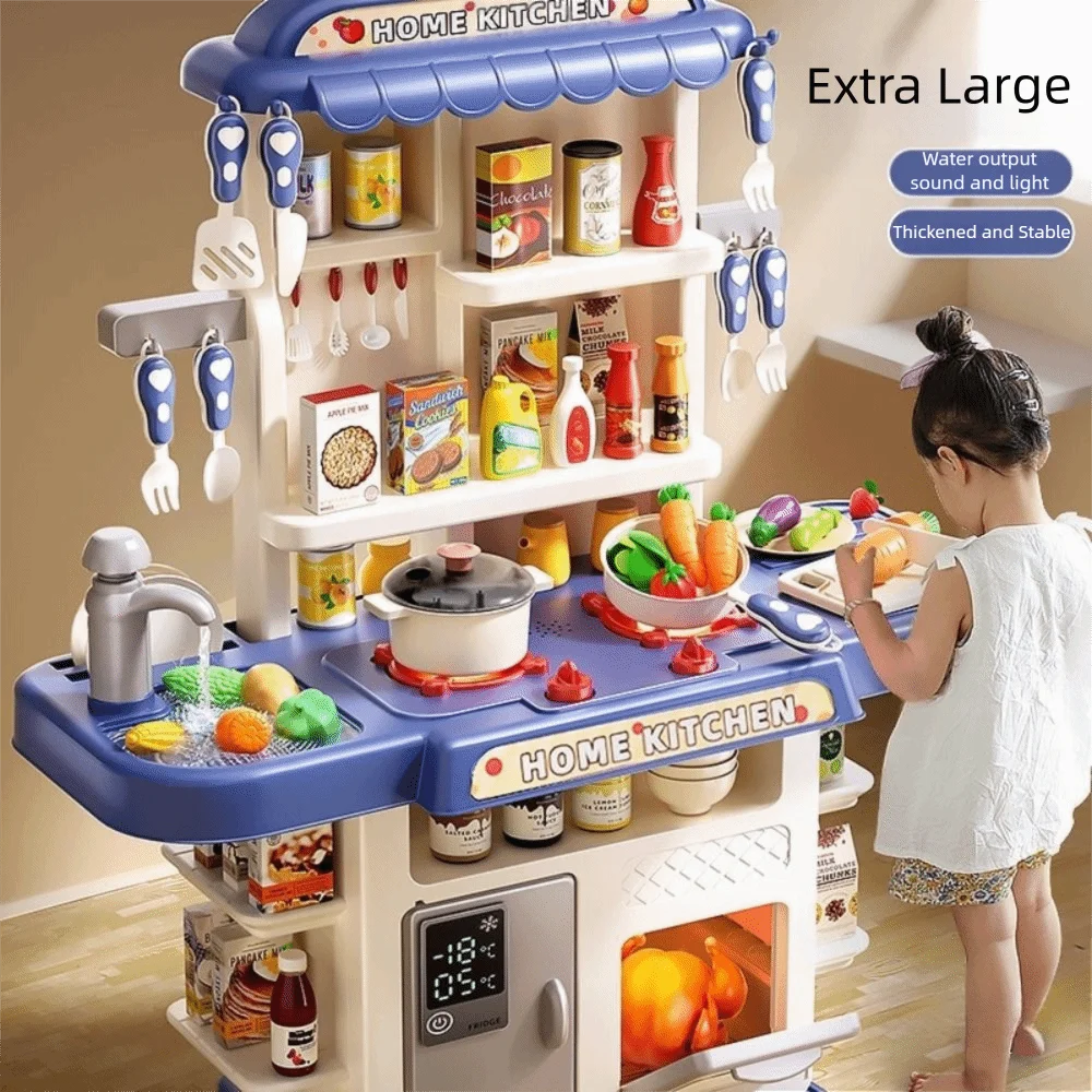 Plastikowy Zestaw Kuchenny dla Dzieci z Muzycznym Kranem, Zlewozmywakiem, Funkcją DIY, Symulowanym Zestawem Naczyń, Mini Zabawka do Udawania, Gra w Udawanie