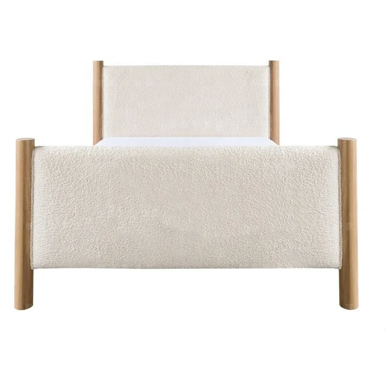 

* Nordic modern simple wood color designer boarding bedroom solid wood king bed wedding bed