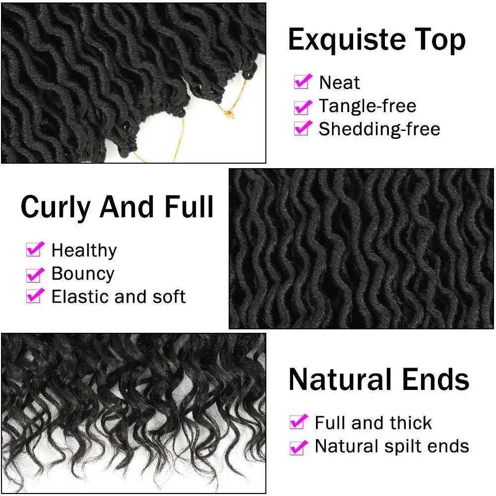 Goddess Locs Crochet Hair 18/24 Inch 8 Packs Pre Looped Crochet Faux Locs With Curly Ends Ombre Faux Locs Crochet Hair for Women