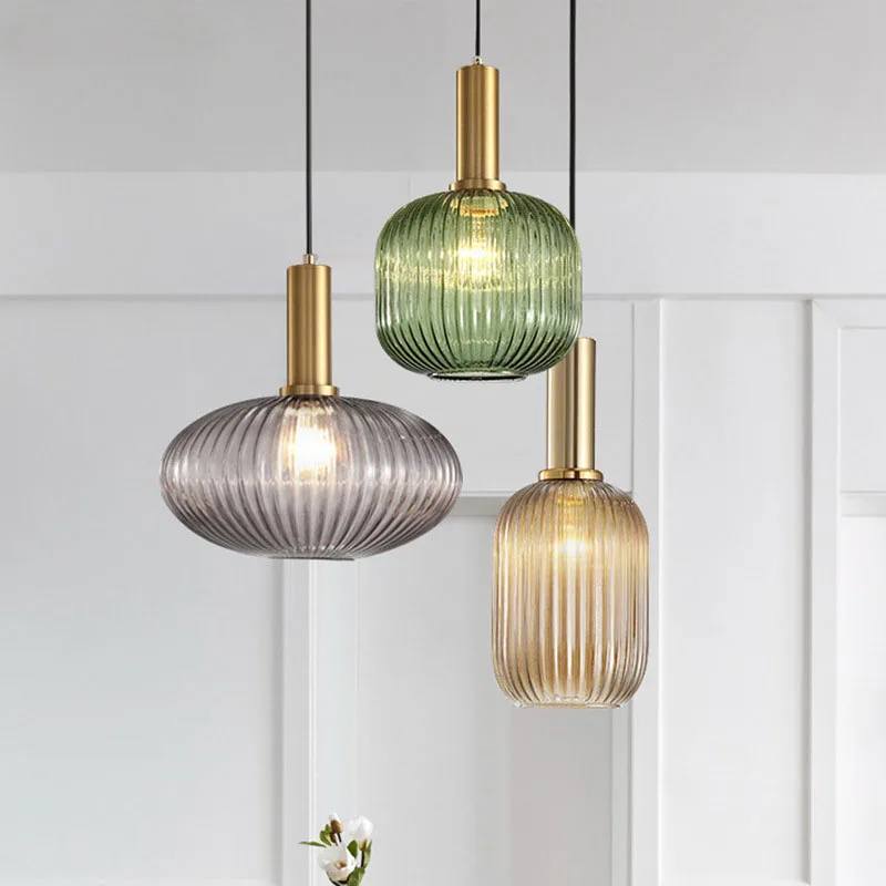 

Nordic Hanging Lamp for Restaurant Kitchen Island Chandelier Lighting Retro Colorful Glass Pendant Lights Bedside Lamp E27 Light