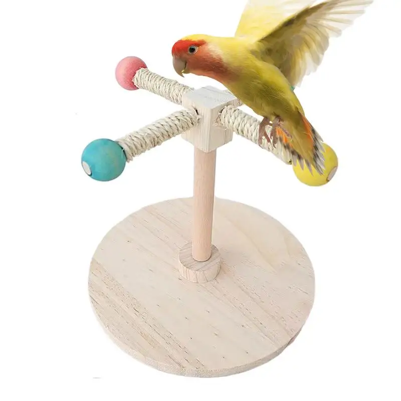 

Bird Cage Toys Rotating Cage Perch Stand Rotating Interactive Foraging Wooden Chewer For Parakeet Cockatiel Conure Canary