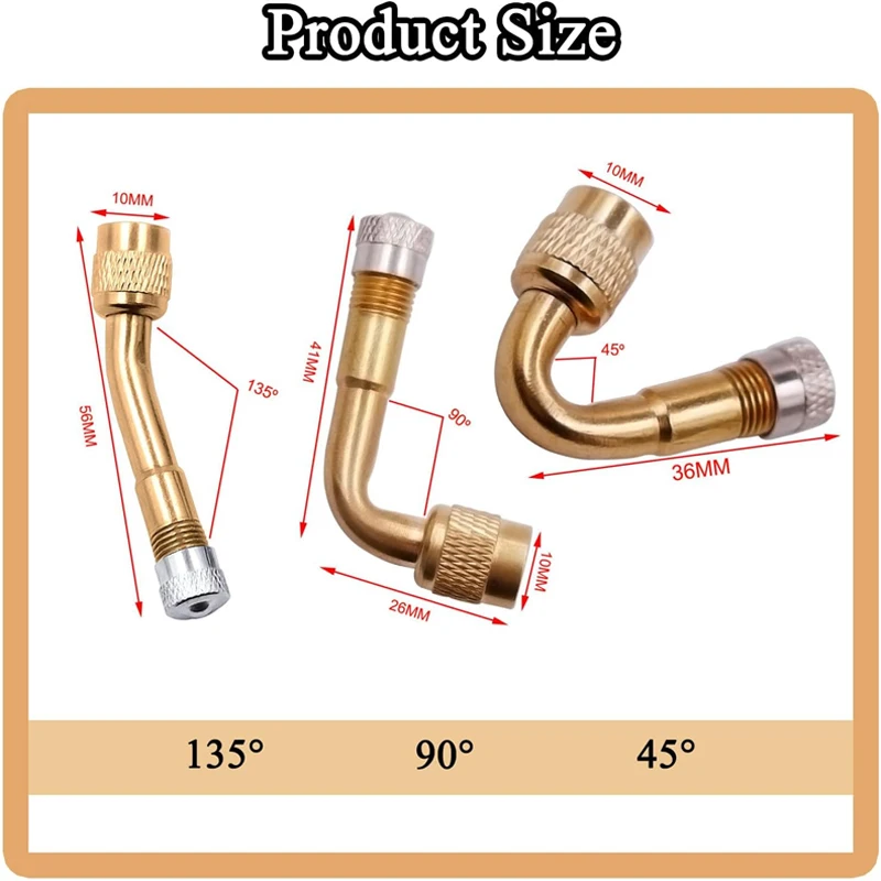 1Pcs Motorcycle 45 90 135 Degree Angle Bent Valve Adaptor Tyre Tube Valve Extension Adapter for Truck Car Moto Bike