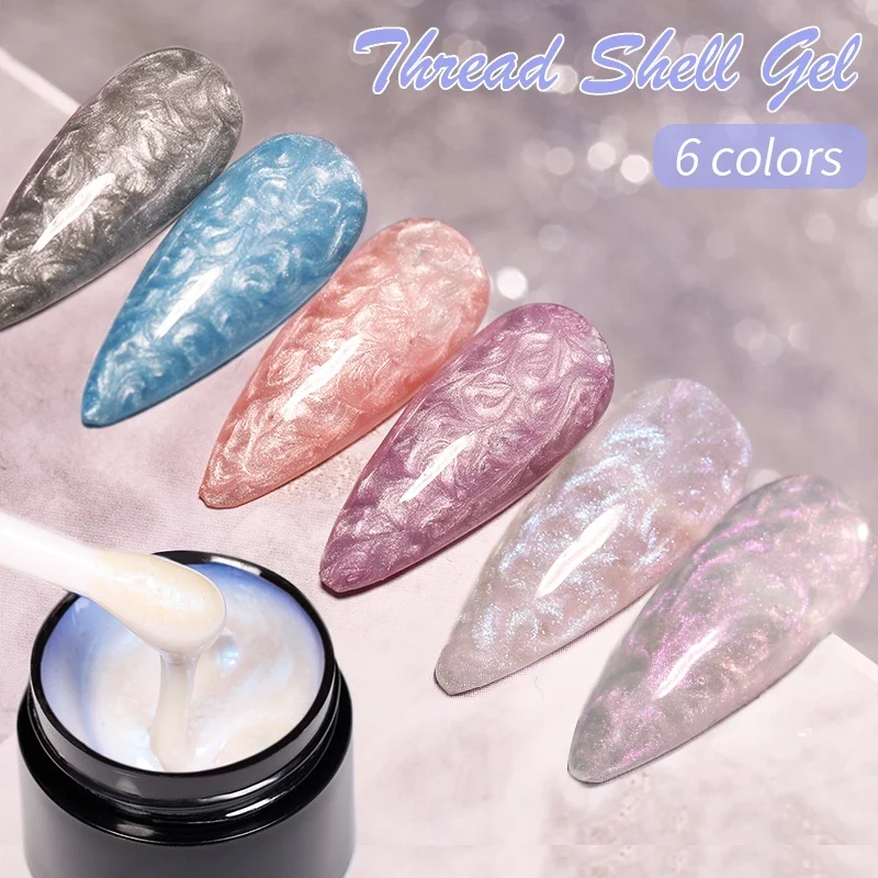 LILYCUTE 7ML เพิร์ลสีเล็บเจลเปลือกด้าย Glitter เล็บกึ่งถาวรการก่อสร้างเจลเคลือบเงา