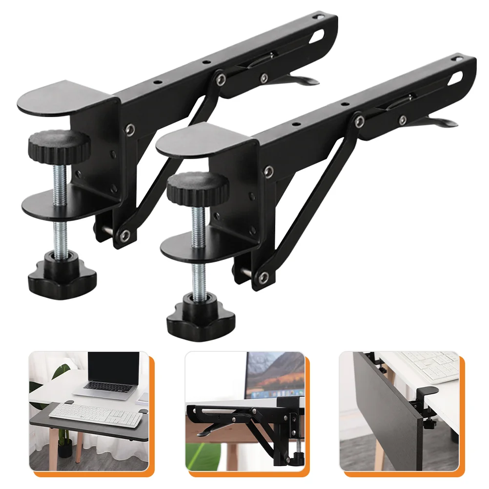 Imagem -04 - Suporte Dobrável para Mesa de Jantar Extensão Desktop Placa Computador Mount Shelf Clip-on Suporte Teclado Ferro Forjado