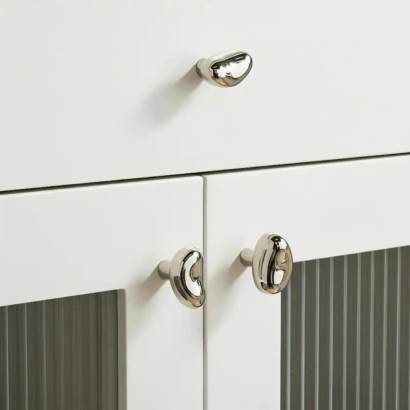 Middle Ancient Style Pebble Cabinet Door Handle Creative Brass Wardrobe Knob Light Luxury Shoe Cabinet Irregular Small Handle
