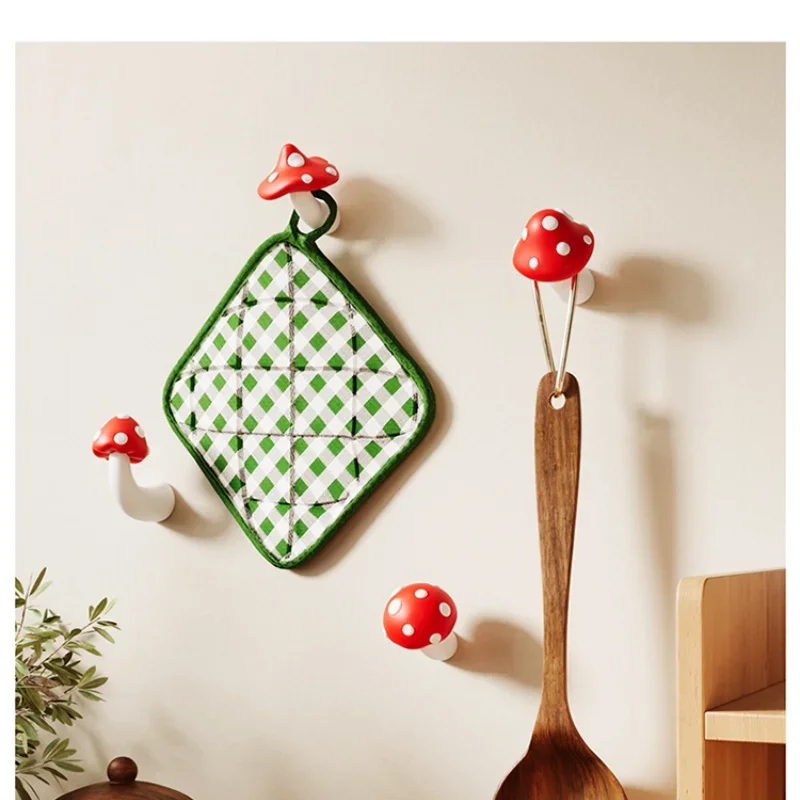 Mushroom hook creative punching-free entrance door decorative wall hook coat entrance key storage rack