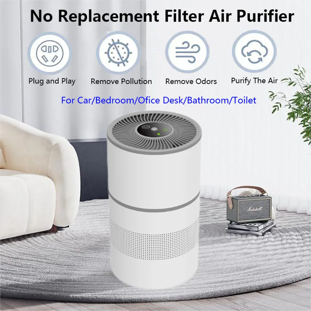 No Replacement Filter Air Purifier for Home Allergies and Pets Hair, Smokers in Bedroom, PM2.5 Portable Indoor Odor Eliminators