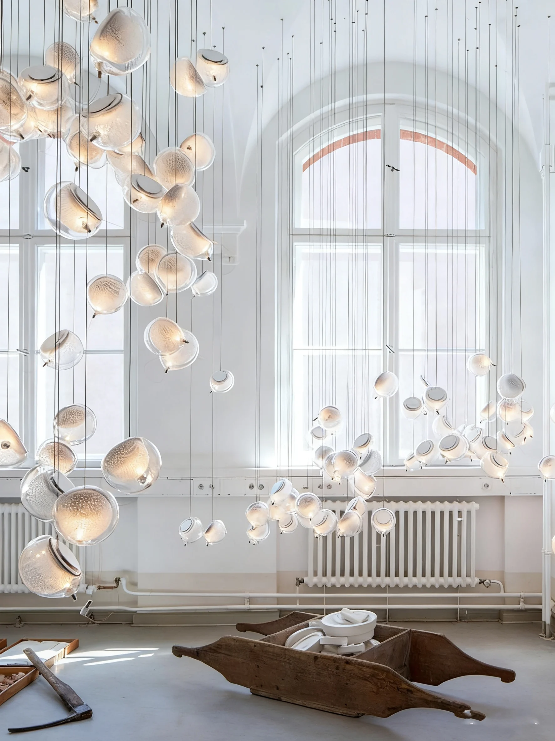 REVEN American Style Dimmable Chandelier Aluminum Glass Bubbles Pendant Light Lustre Customizable
