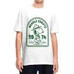 Peanuts Beagle Scouts Badge Snoopy T Shirt Men Women's Cotton T-Shirts Crew Neck Tee Shirt Short Sleeve Clothes Plus Size