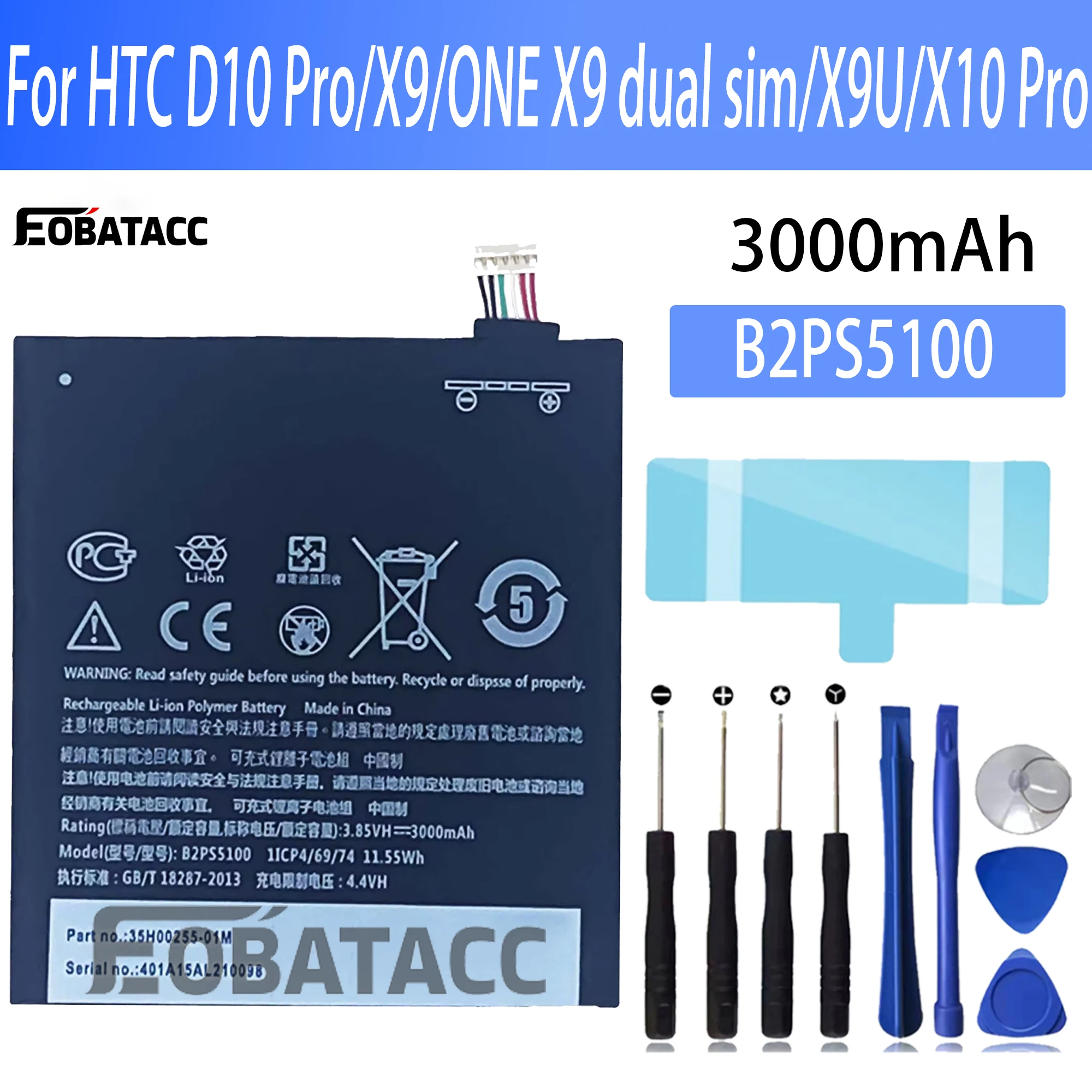 

EOTABACC 100% New Original Battery B2PS5100 For HTC D10 Pro/X9/ONE X9 dual sim/X9U/X10 Pro Battery +Tools