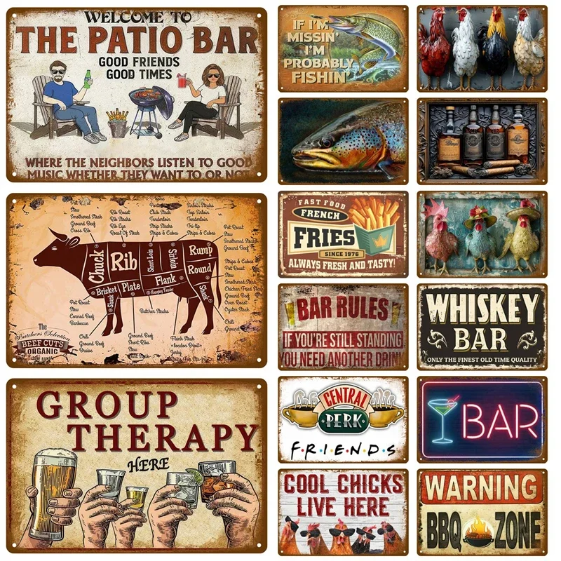 Retro metal tin signs, wall decorations perfect for bar, bathroom, home and living room, stylish decorative accessories