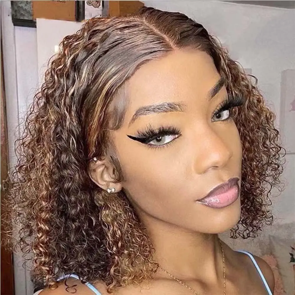 

Glueless Highlight Bob Wig Deep Wave Pre Cut Lace 6x4 Curly Hair Wigs For Women 13x4 Transparent Lace Frontal Wig Human Hair