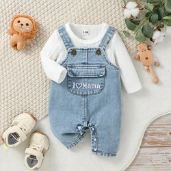 2025 2Pcs Baby Boys/Girls All Seasons Long Sleeve Top& Rompers Jumper With Letter For Newbron Fashion Daily wear Clothing Set